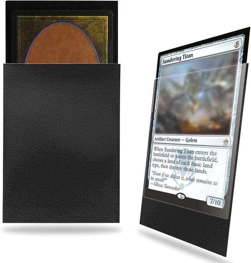 Fabmaker أكمام بطاقات سوداء 200 حزمة متوافقة مع أكمام بطاقات MTG إنهاء غير لامع قوي، مثالي للخلط - حماية جميع بطاقاتك القابلة للتداول، لا تمزق أبداً 66x91 مم - Image 1